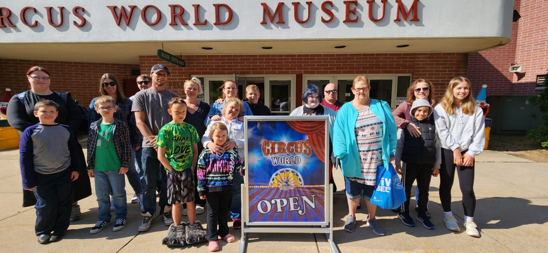 Students, teachers and family in the Circus World Museum