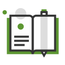 Open book with a pen icon