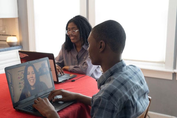 Student working together at home